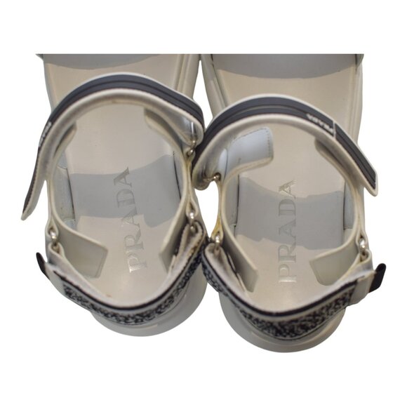PRADA Cloudbust Logo-Embossed Rubber and Canvas-Trimmed Leather Sandals 37.5 - Picture 5 of 11